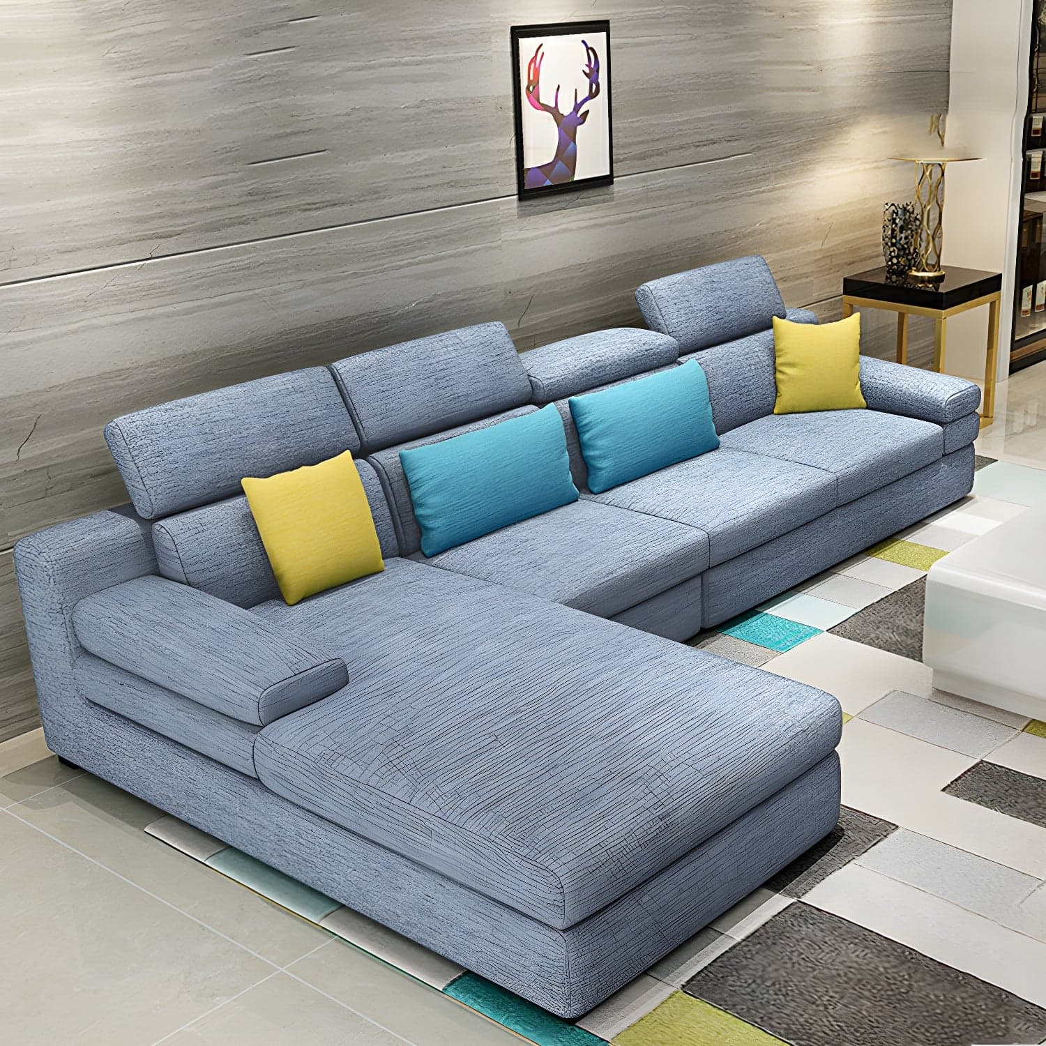 Modern L-Shape Sofa Chaise in Large Size with Cushion Back and Sponge Seat Fill - image 6
