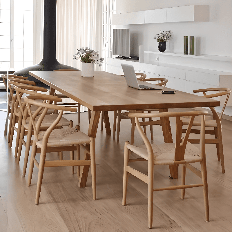Nordic Style Solid Wood Dining Table Set in Unfinished Color - image 3