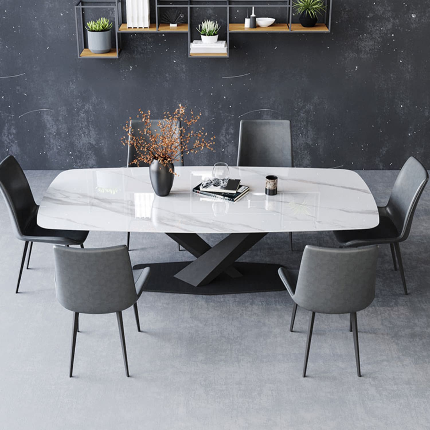 Contemporary Dining Room Dining Table Set with Sintered Stone Top - image 3