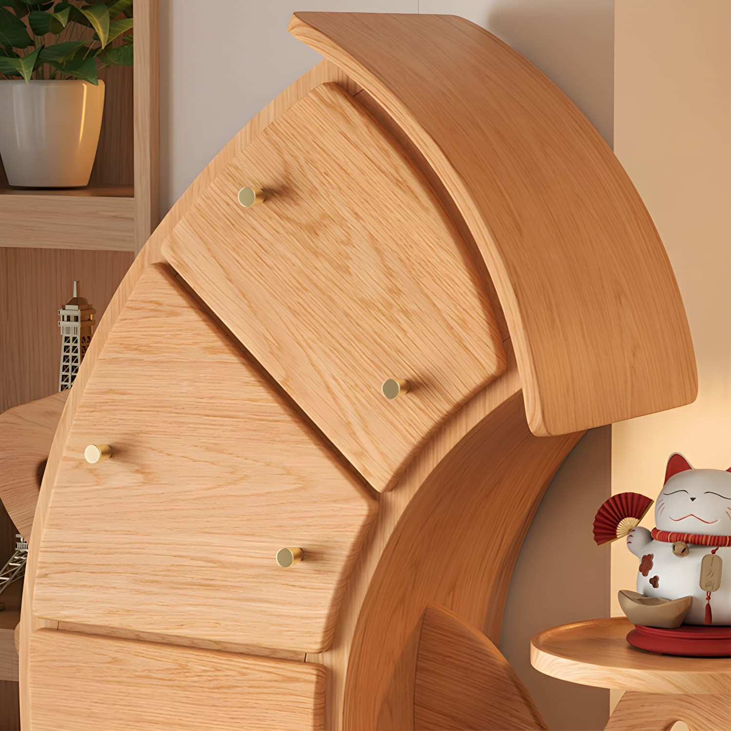 Scandinavian Style Rectangle Accent Chest with Wood Counter Top and Drawers - image 11