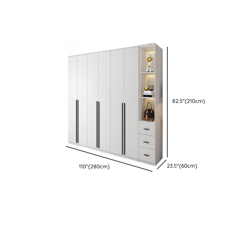 White Lumber Detached Wardrobe Closet with Soft Close Drawer, Door, Interior Shelves, and Clothing Rod - image 44
