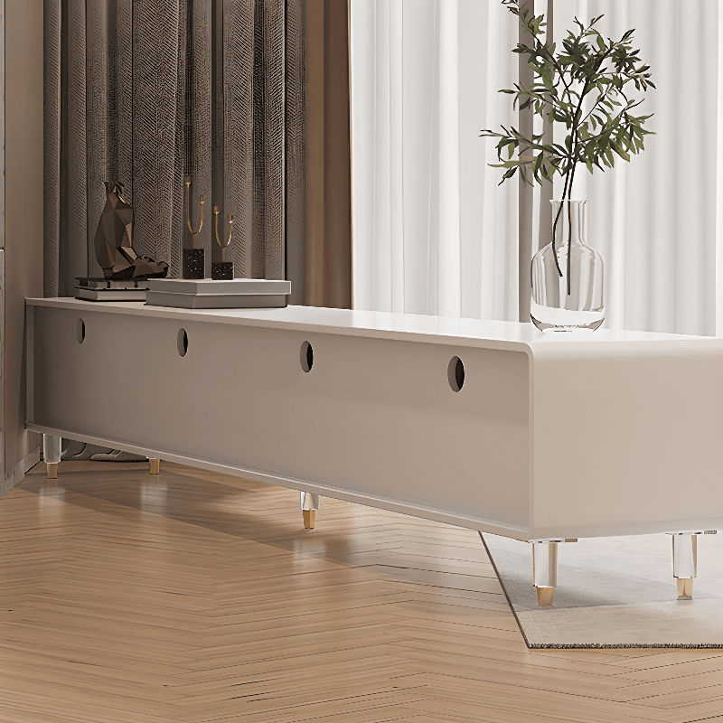 Art Deco Wood Veneer TV Stand with 3/4 Drawers and Cable Management - image 5
