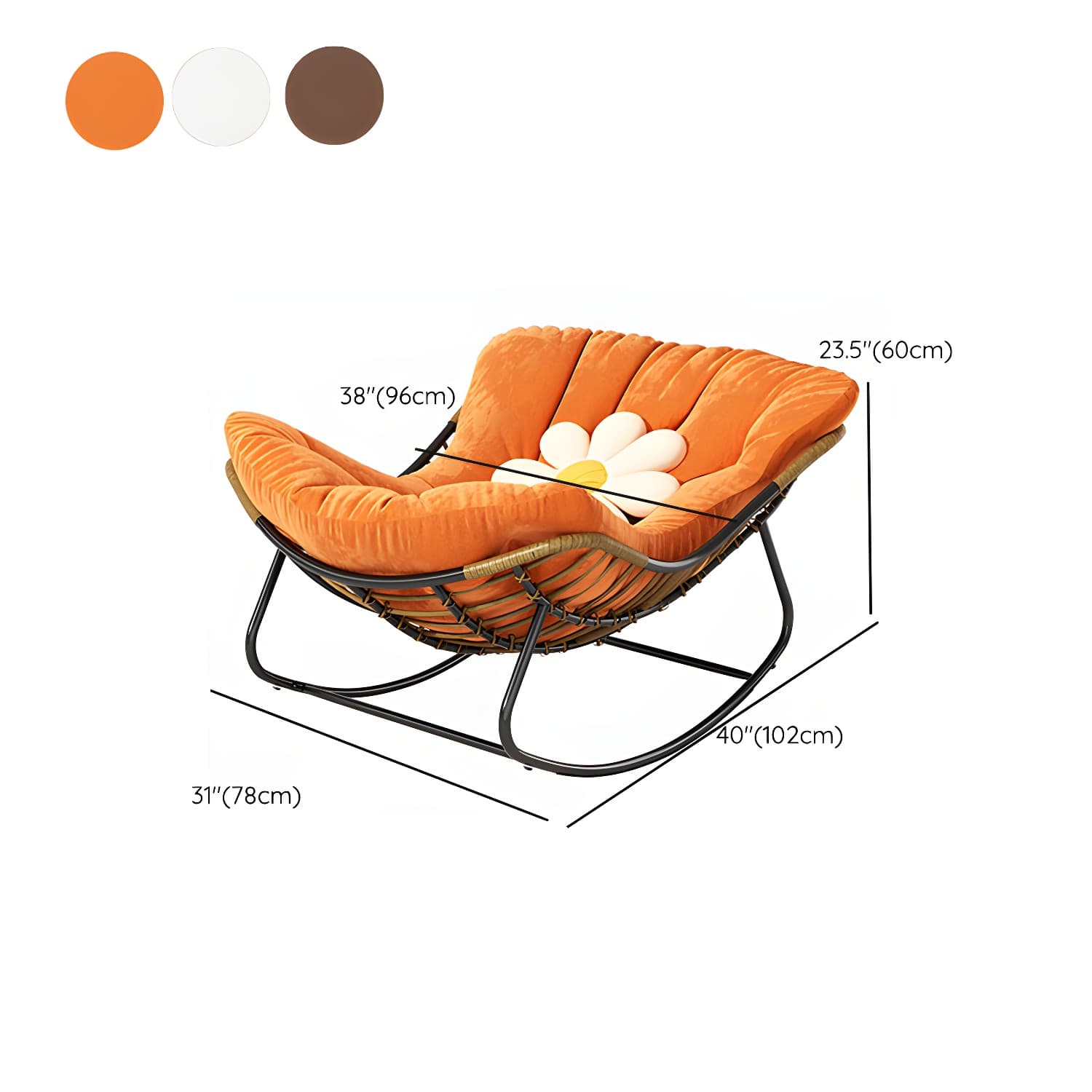 Modern Metal Indoor Rocking Chair with Upholstered Seat - Armless Design for Comfortable Seating - image 15