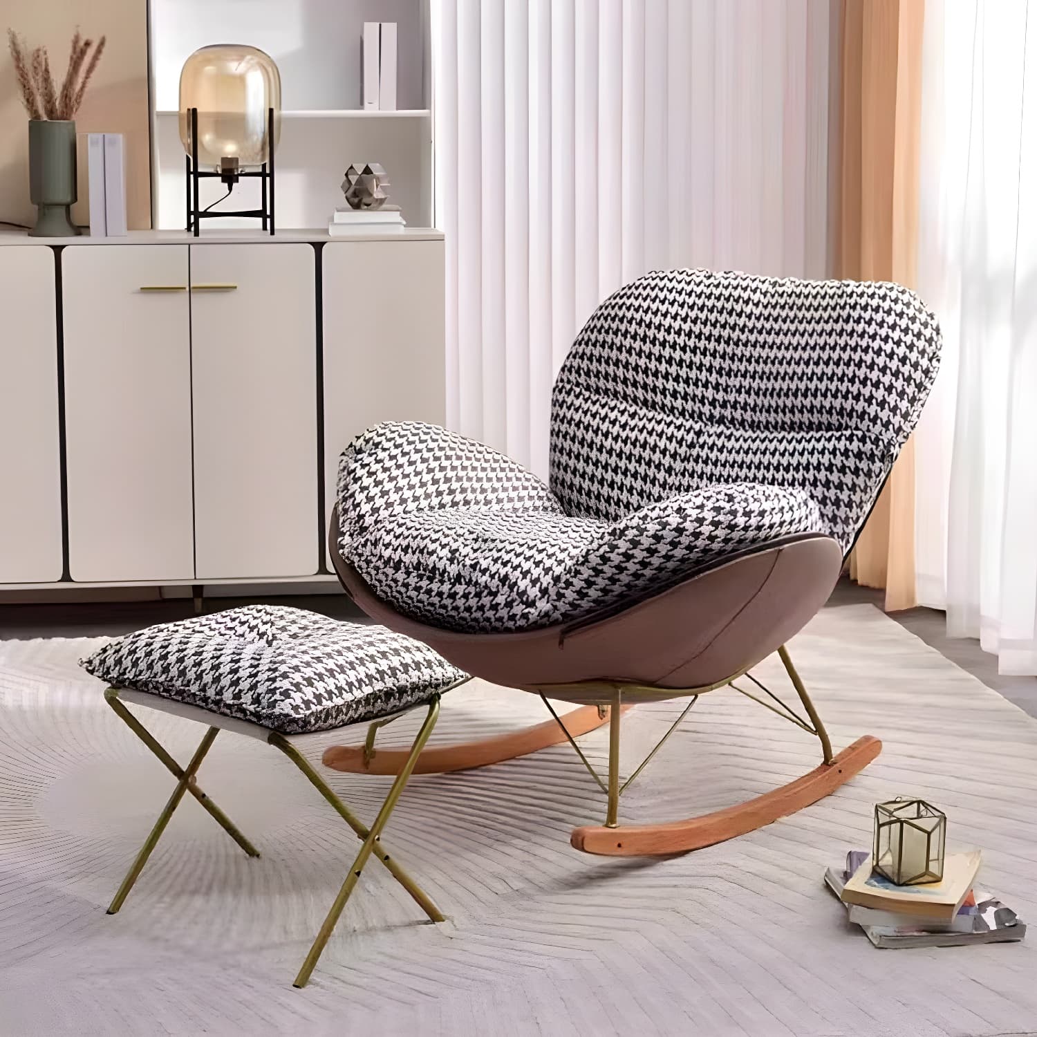 Modern Upholstered Indoor Rocking Chair with Removable Cushions and Slipcover for Enhanced Comfort - image 13