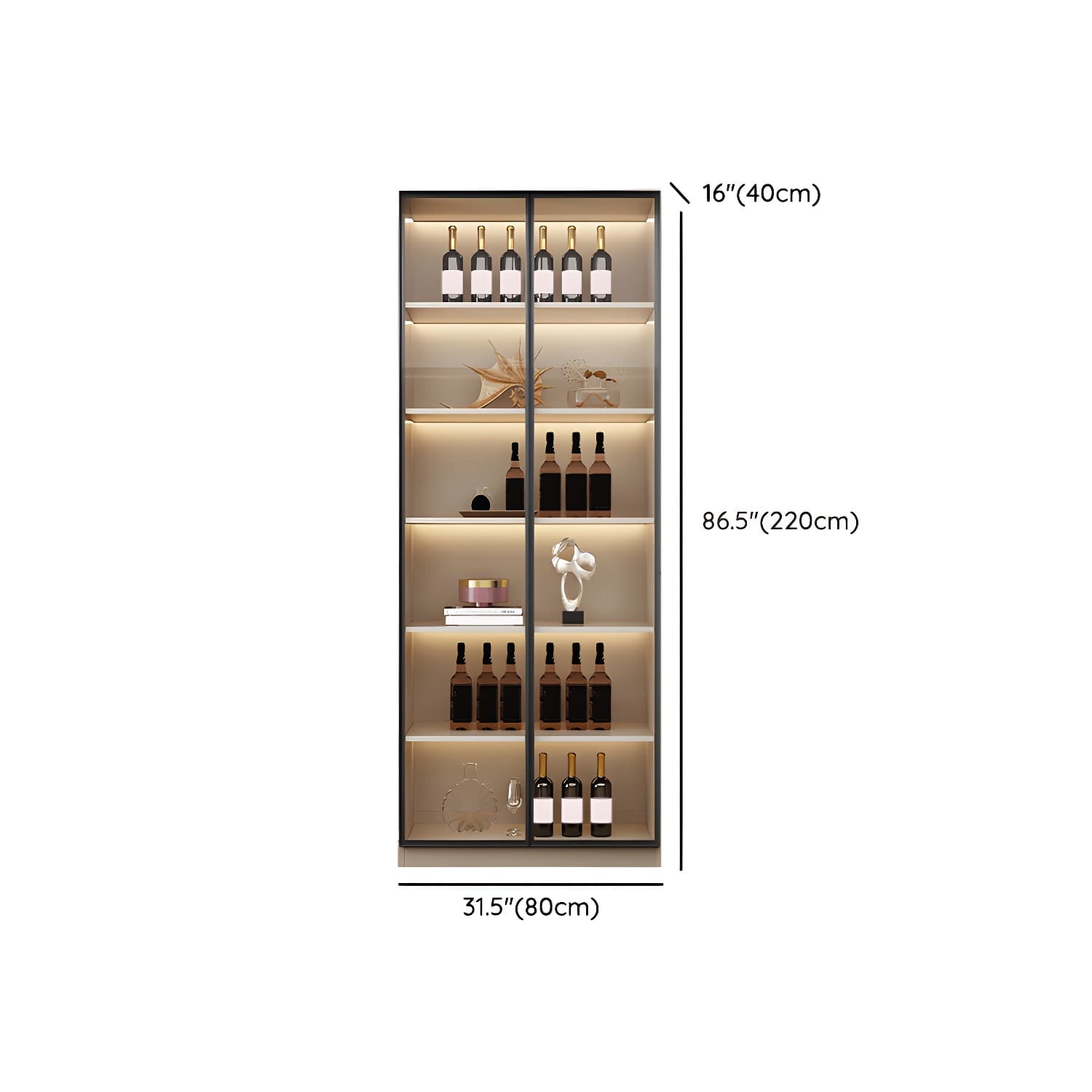 Modern Wood Cabinet with Glass Doors and Non-adjustable Shelves - image 11