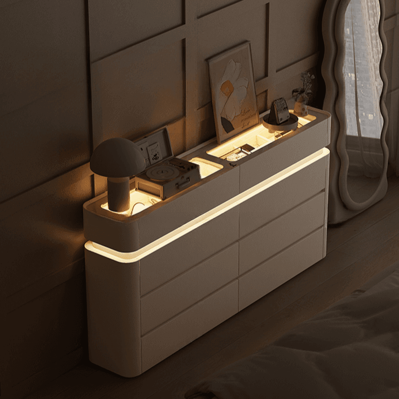 Minimalist Horizontal Console Dresser Illumination Light Timber 8 Drawers - image 6