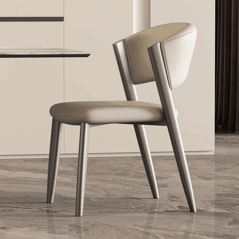 Modish Armless Chair with Exposed Back, Cushioned, Grey Steel Legs - image 14