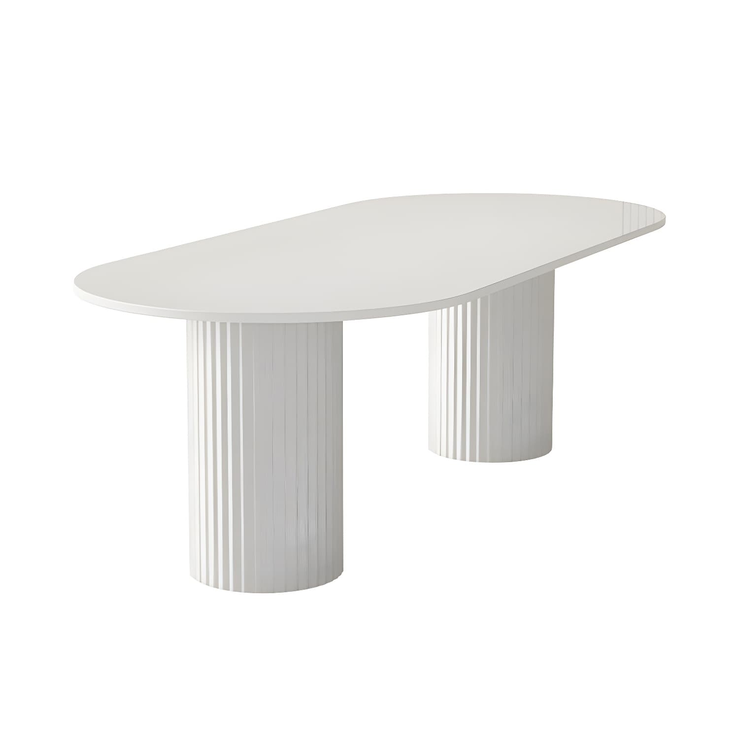 Oval Dining Table Modern Stone Dining Table in White with Double Pedestal - image 5