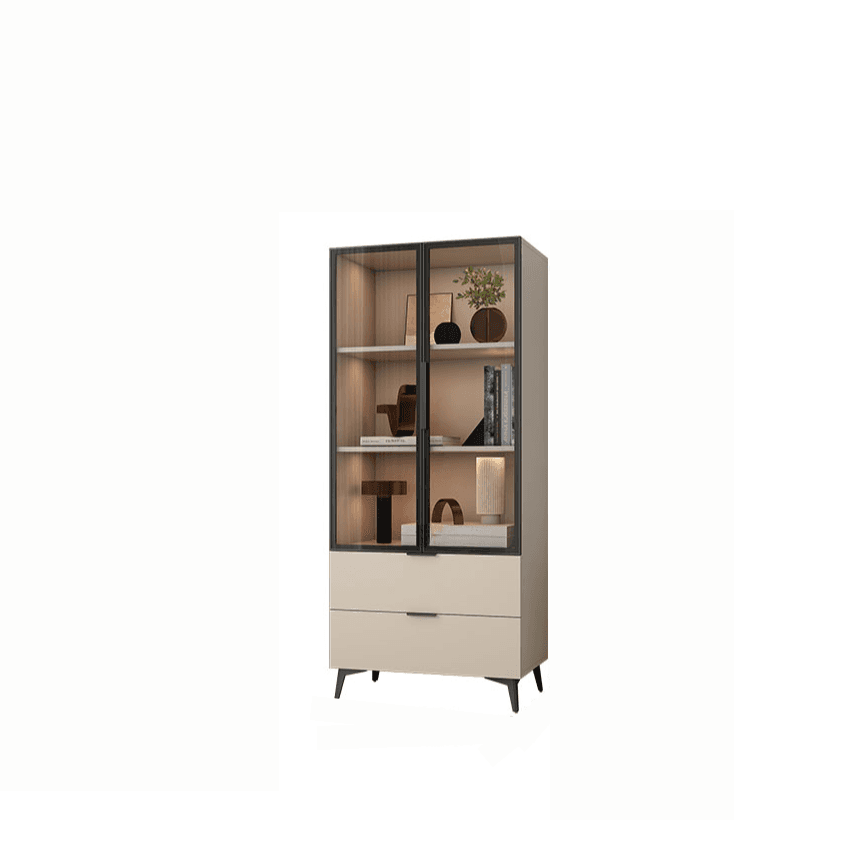 Brown Manufactured Wood Utility Storage Cabinet with Storage Cabinet, Glass Door, Cabinet Bars, Soft Close Drawer and Light - image 6
