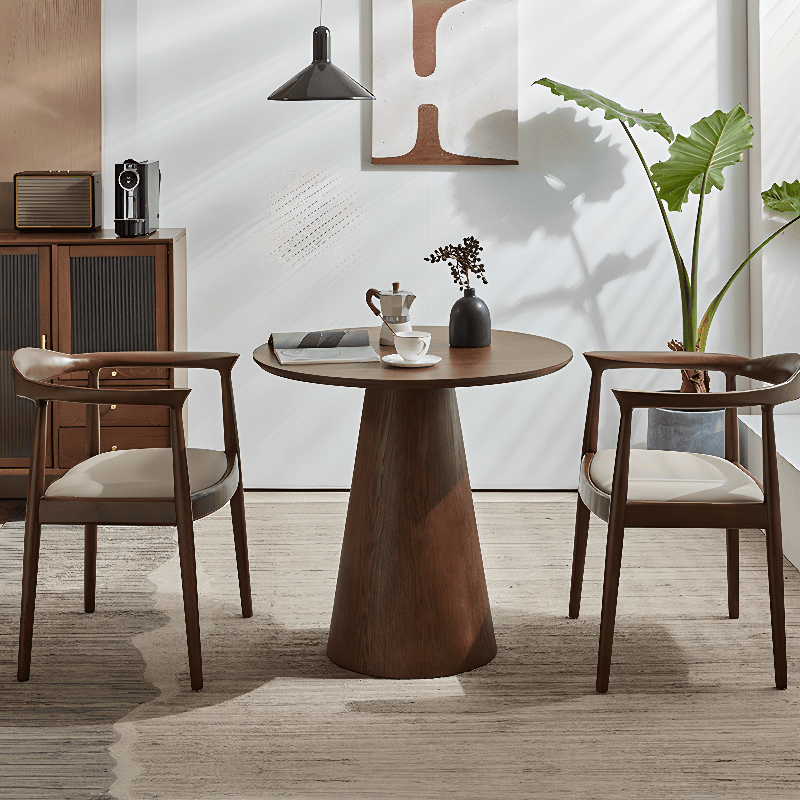 Scandinavian Style Standard Height Fixed Lumber Dining Table for 2 with Sepia Top