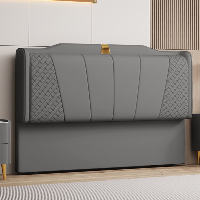 Trendy Panel Headboard in Natural Wood with No Distressing, Scooped Shape for Queen/Full Bed, Sponge Upholstery Fill, Standard Height