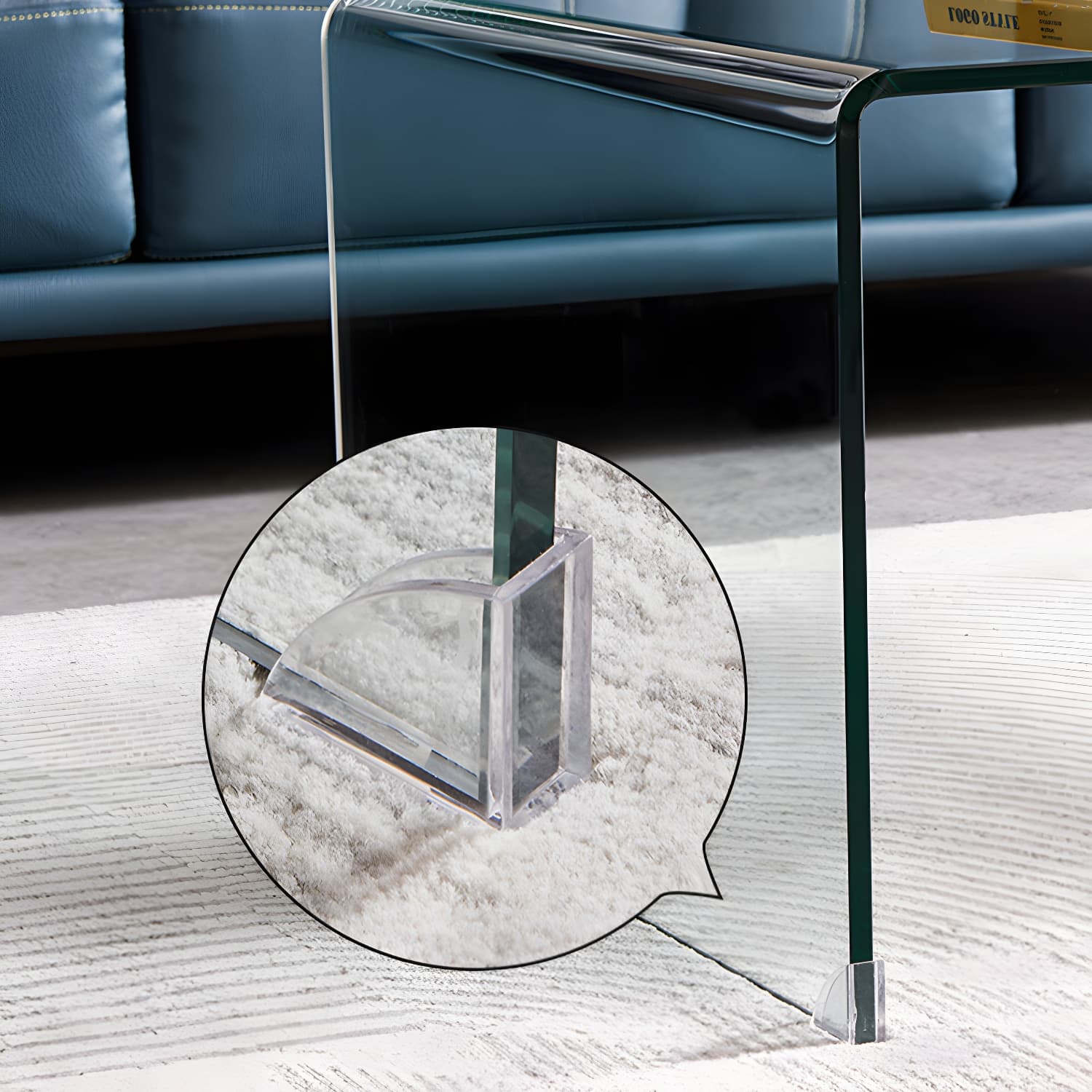 Rectangular Glass Modern Coffee Table with Transparent Base for Home - image 8