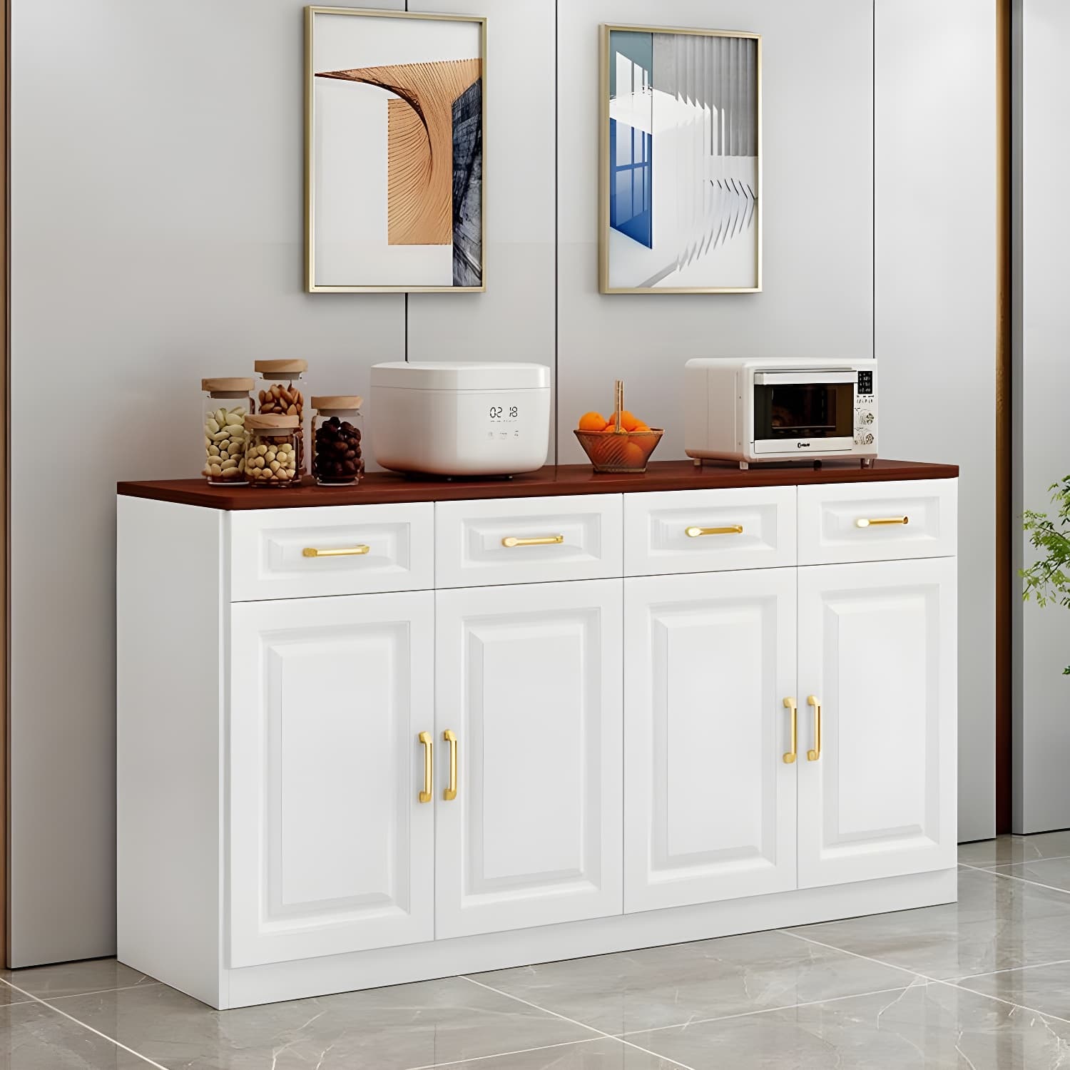 Modern Wood Sideboard Credenza with Drawers and Interior Shelves - image 7
