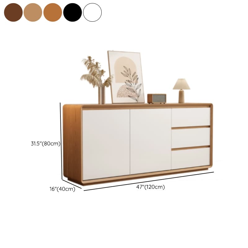 Wooden Modern Sideboard Credenza with 3 Drawers and 2 Cabinets for Storage - image 11