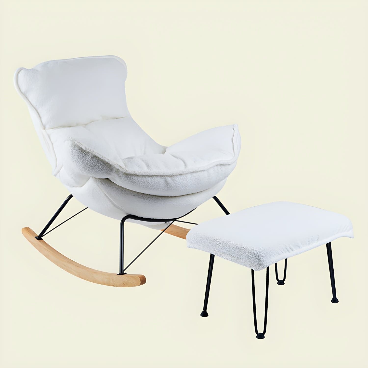 Contemporary Rocking Chair Fabric Upholstered Tufted Wing Chair Back Baby Rocking Chair - image 6
