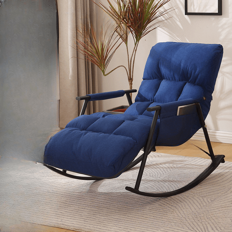 Butter Color/Azure/Olive Green Ergonomic Rocking Chair Couch with Rear Back, Stationary