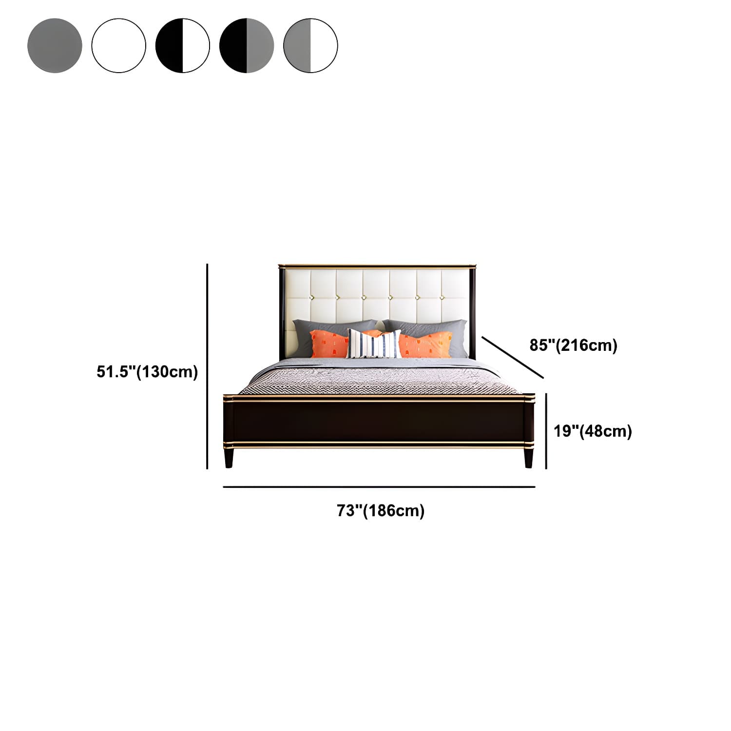 Modern Standard Bed with Tufted Upholstered Headboard and Soild Wood Legs - image 15
