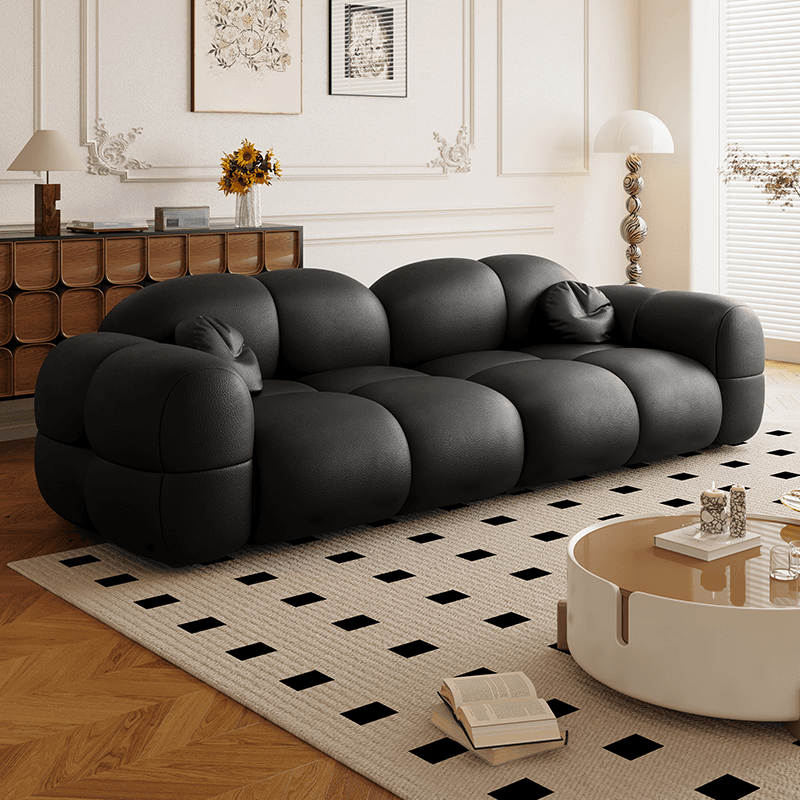 Modern Solid Color Tear Resistant Standard Sofa in Grey/White/Citrus Color with Seating Capacity for 5/4-seater/3-seater and 2 Pillows