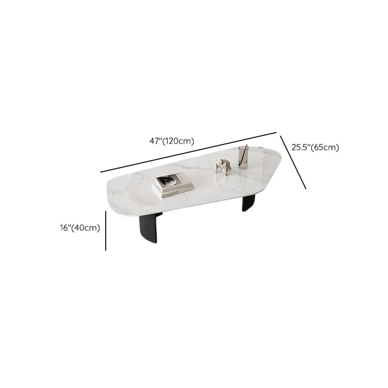 Modern Farmhouse Stone White Irregular Single Coffee Table with Twin Pedestal Base - image 17