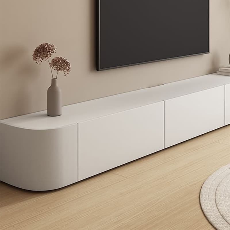 Modern White Long Over 67 inches TV Stand Featuring Without Legs Design and Self-Close Drawer Glides - image 7