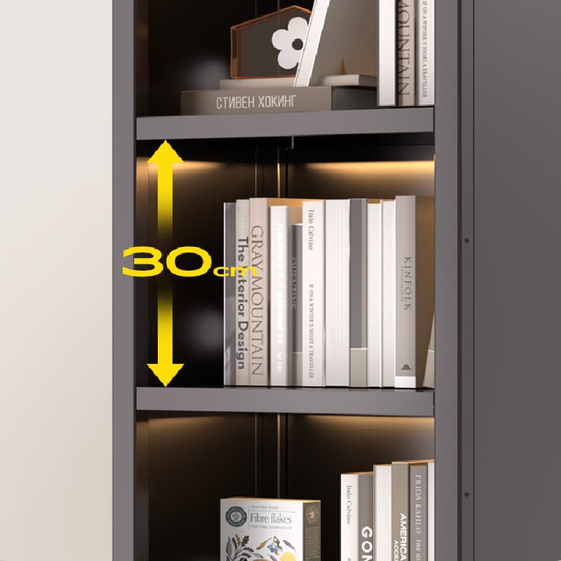 Damp-proof Scratch-immune Steel Accent Cabinet with Glazed Door and Grip Bars in Matte Black, Stain Resistant - image 6