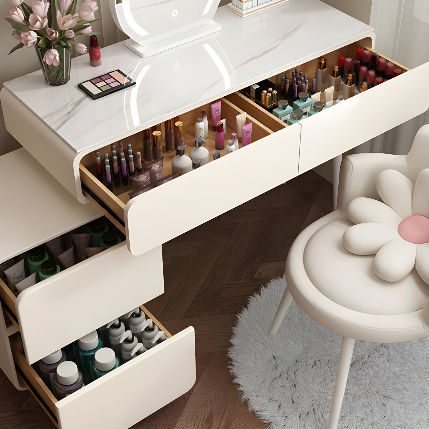 Contemporary Stone Top Vanity Dressing Table Bedroom Make-up Vanity - image 10