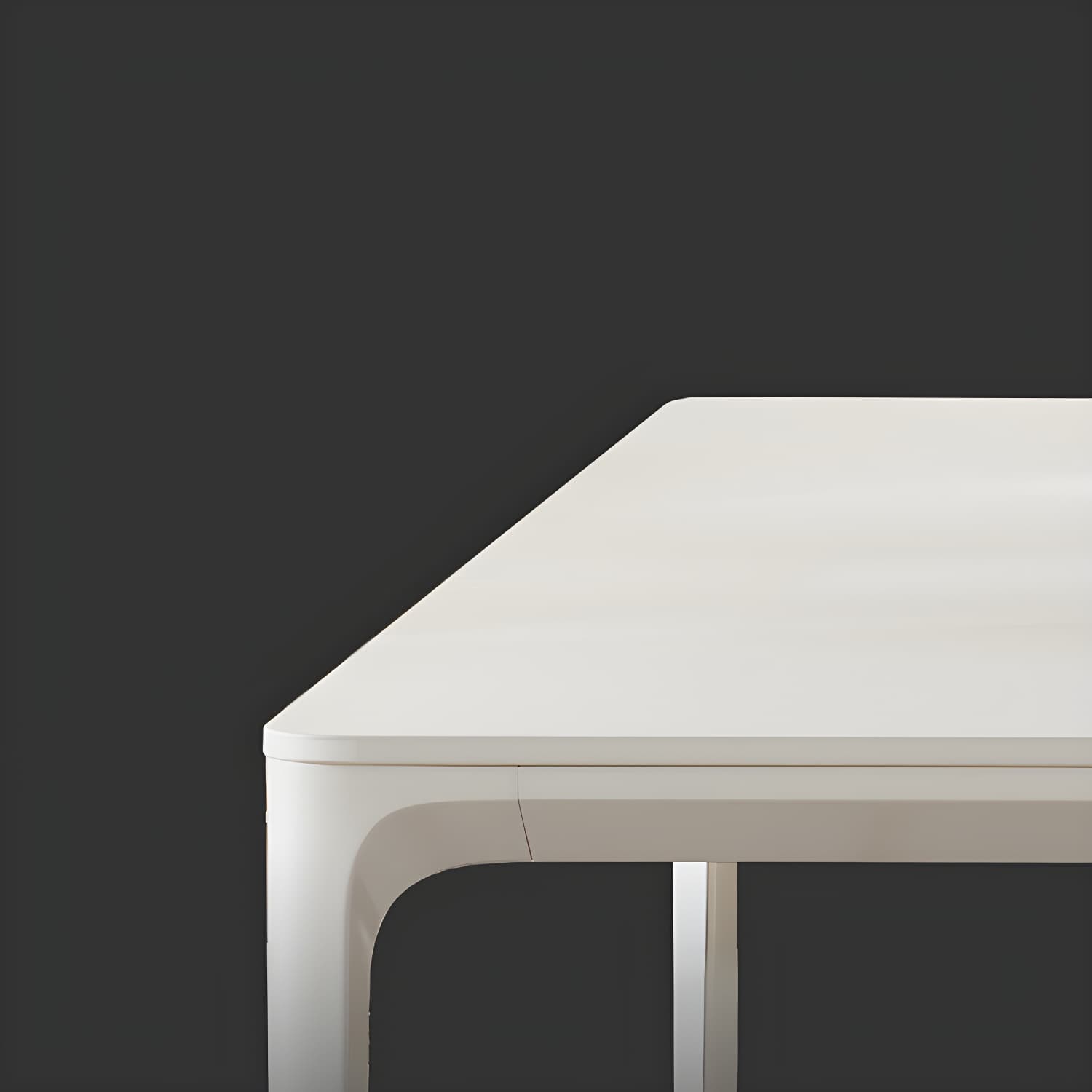 Modern Space Saving Rectangular White Stone Top with 4 Metal Legs - image 7