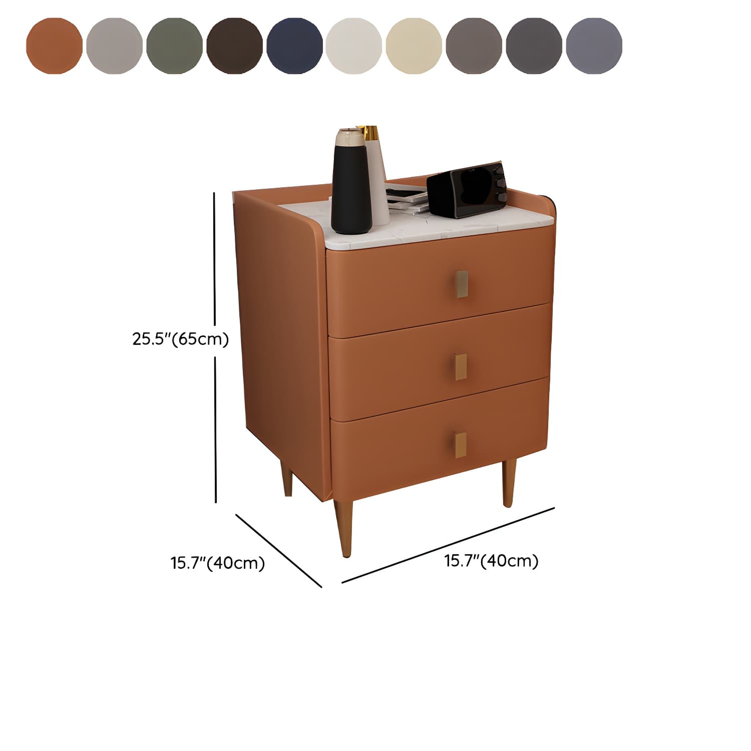 Glam Drawers Included Accent Table Nightstand 22.5" Tall with Legs - image 19