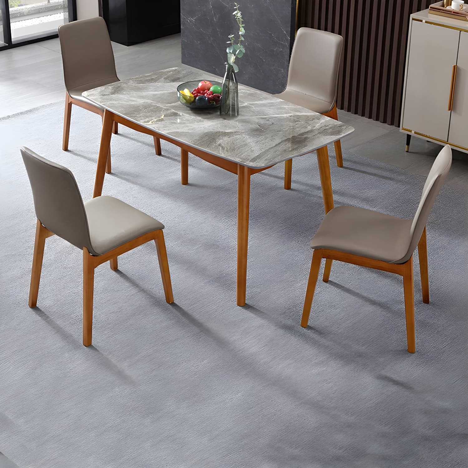 Modern Faux Leather Dining Chair with Solid Wood Legs for Dining Room - image 22