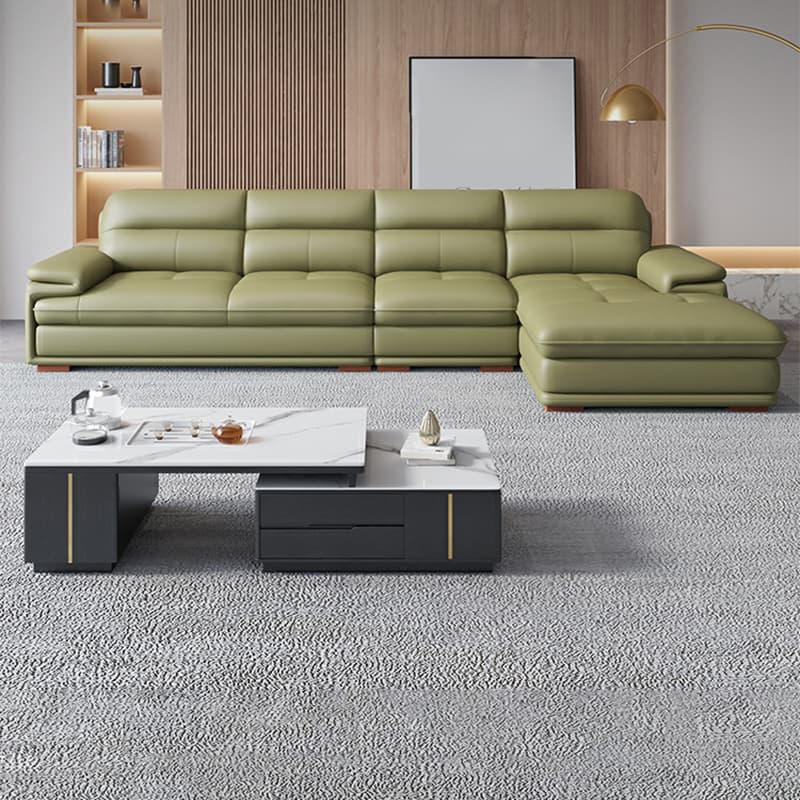 Elegant Interface Genuine Leather Sectional Set in Gray for Stylish Living Rooms