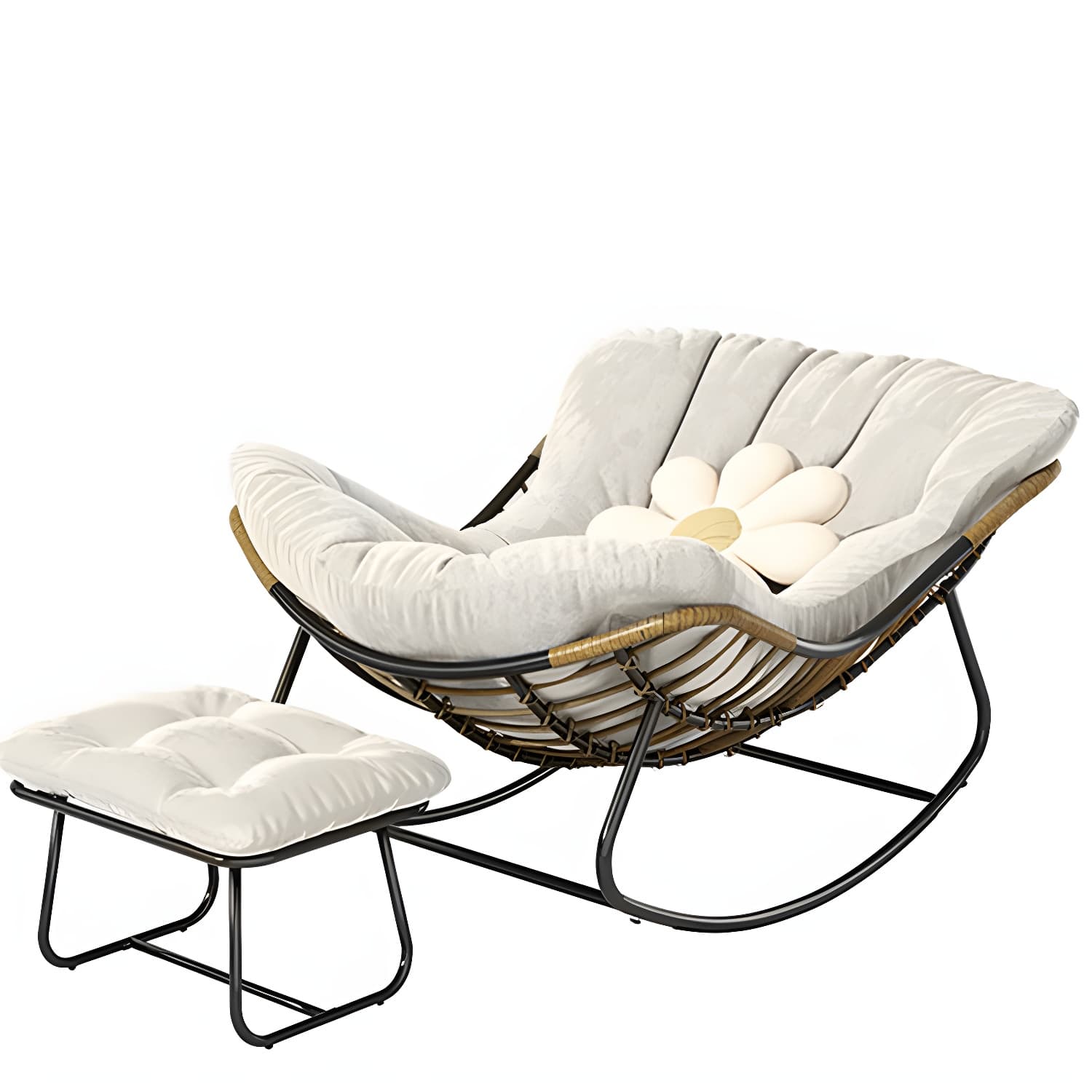 Modern Metal Indoor Rocking Chair with Upholstered Seat - Armless Design for Comfortable Seating - image 11