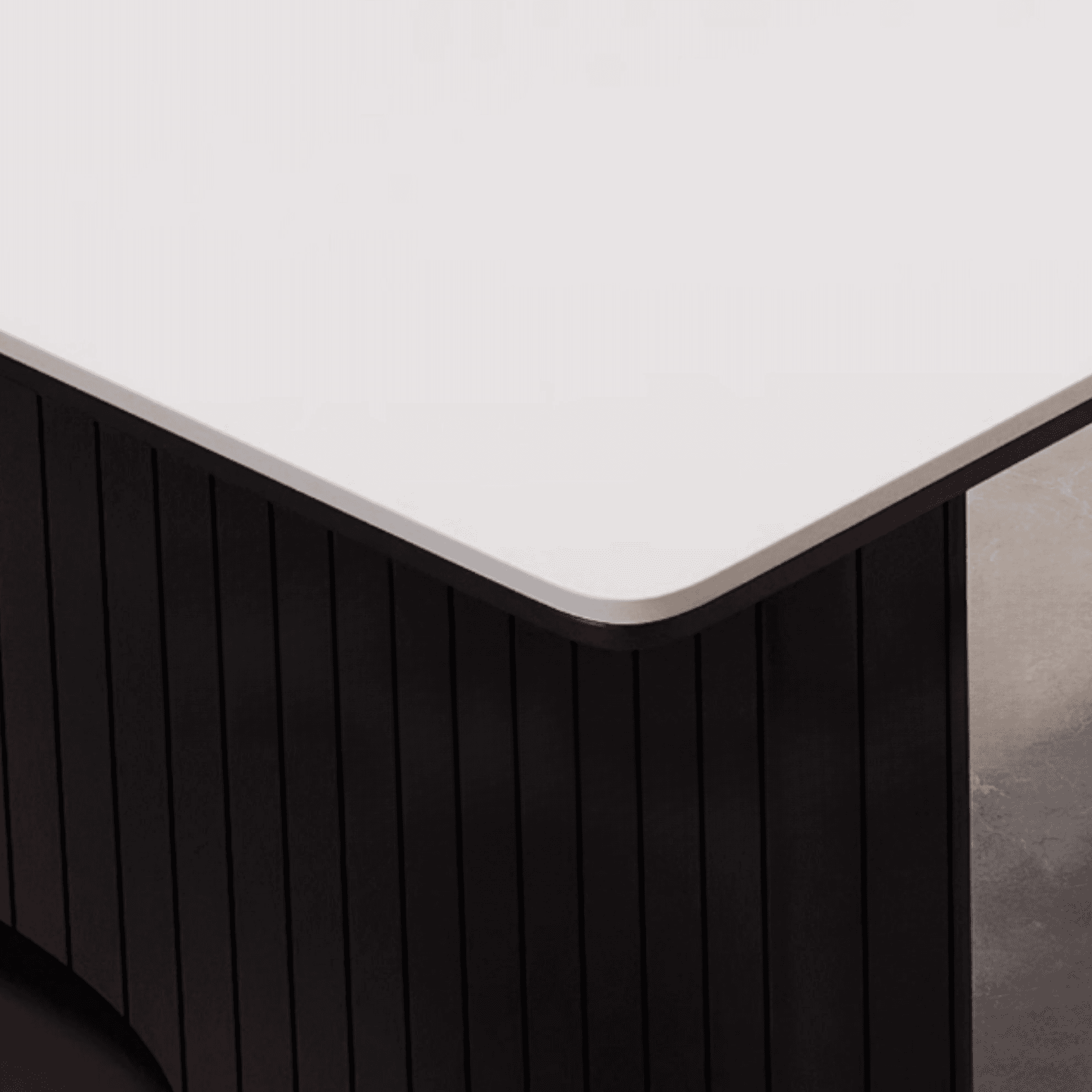 Dining Table Set with Rectangular Slate Stone Top and Two-sided Pedestal, Padded Chair with Back, 5-piece in White - image 7