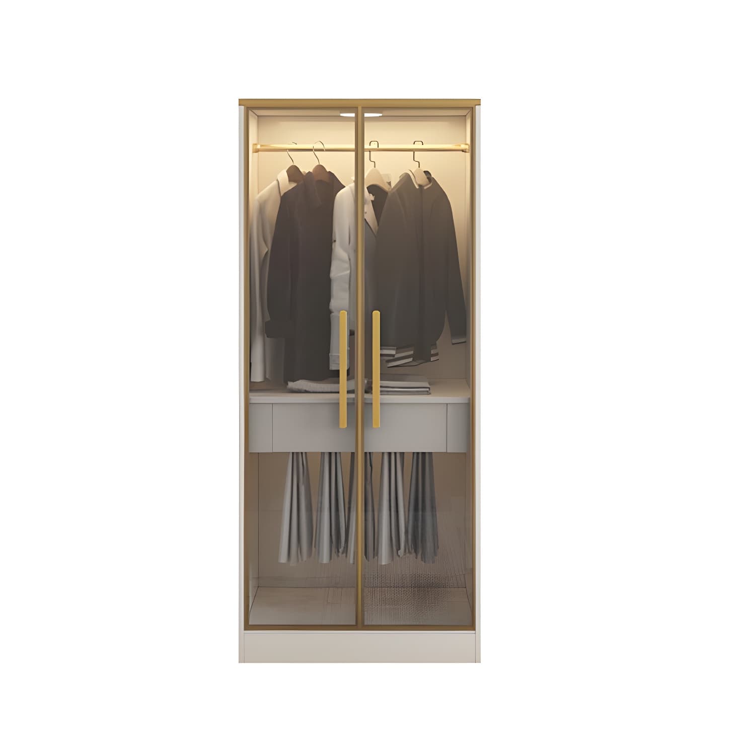 Contemporary Style Wardrobe Wooden Wardrobe Closet with Drawer