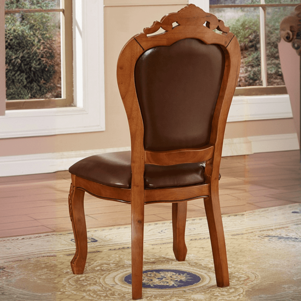 Steady Bordered Leather Upholstered Side Chair/Arm Chair with Wooden Legs and Nailhead Embellishment for Dinette in a Nordic Style - image 12
