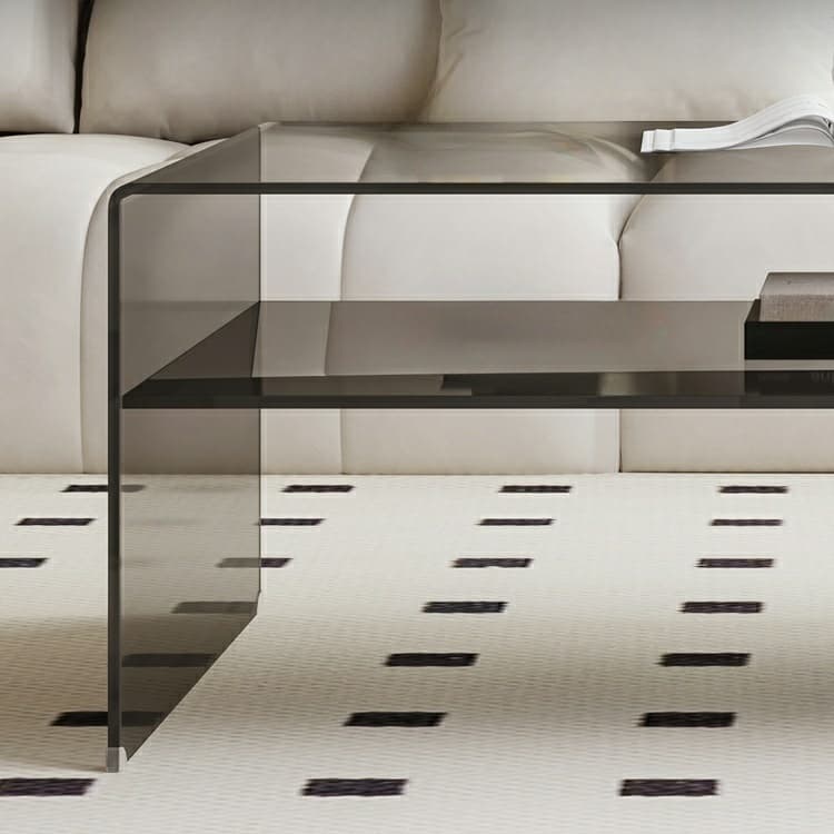 Rectangular Glass Modern Coffee Table with Transparent Top and Sleek Glass Base - image 8