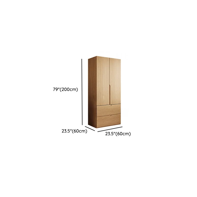 Natural Finish Minimalist Oak Wood Cabinet Armoire with Soft Close Drawer, Soft Close Door, Interior Shelves, and Clothing Rod - image 18