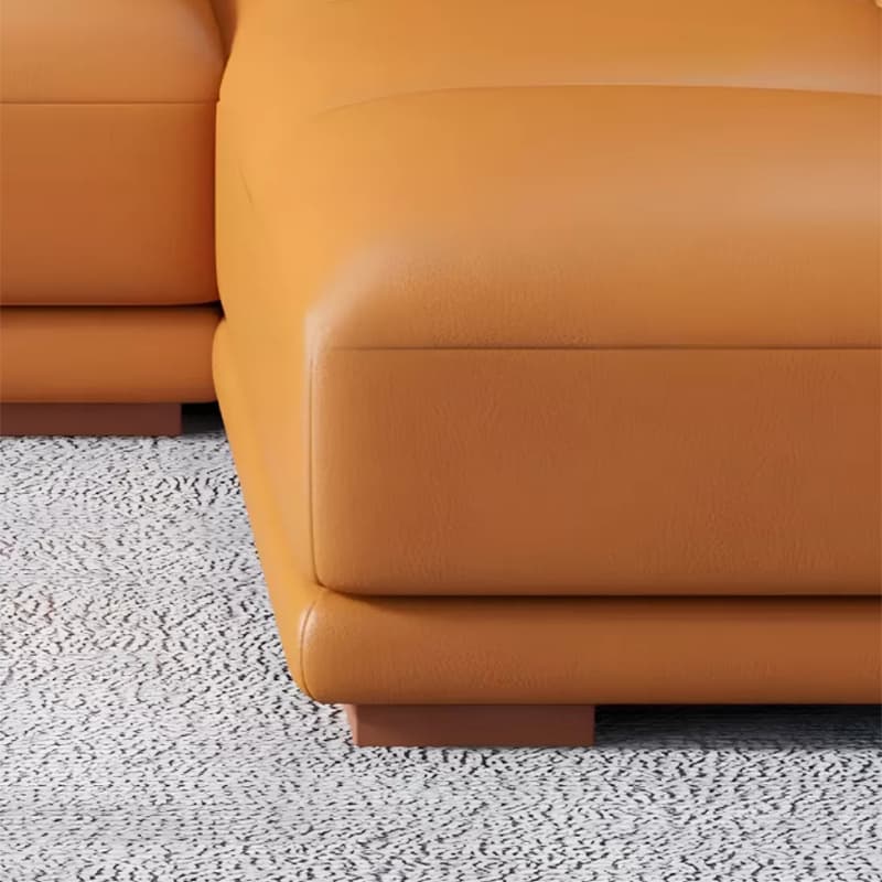 Modern Orange Genuine Leather Sectional Sofa with Wood Frame and Pillow Top Arms - image 6