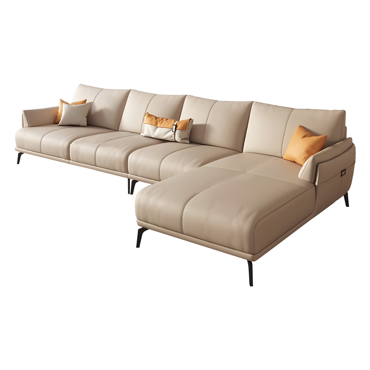 Modern Genuine Leather Sectional Sofa with Wood Frame and Stationary Design - image 8
