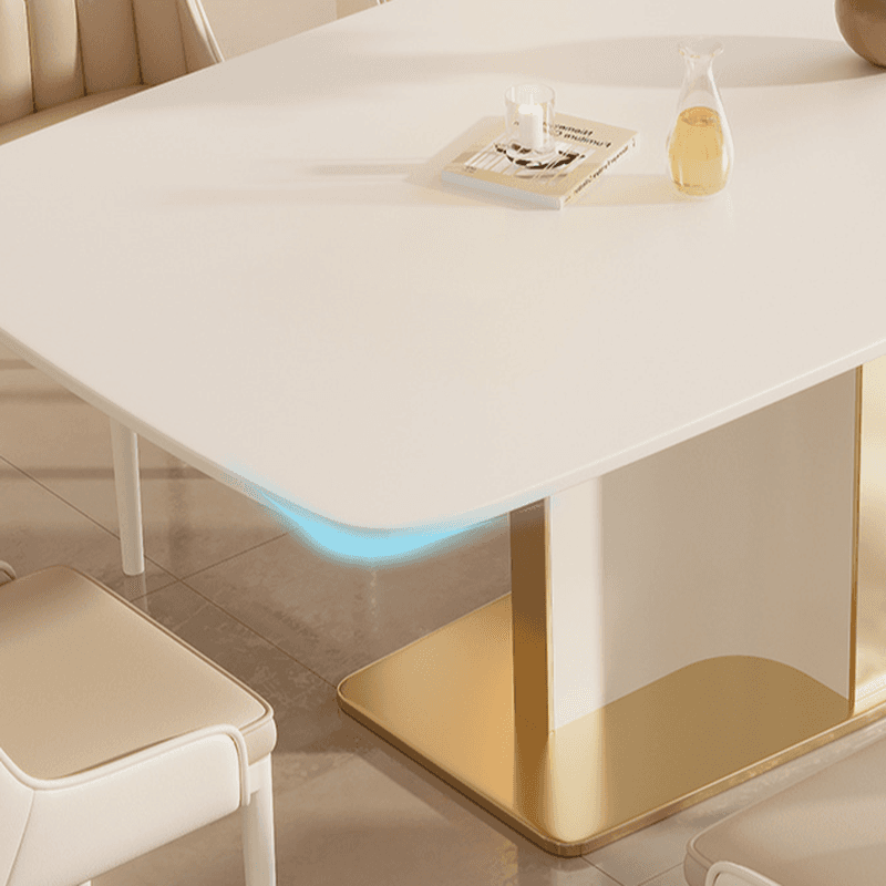 Retro 7-piece/5 Pieces/1 Piece Rectangle Stone Dining Table Set with/without Chair - image 4