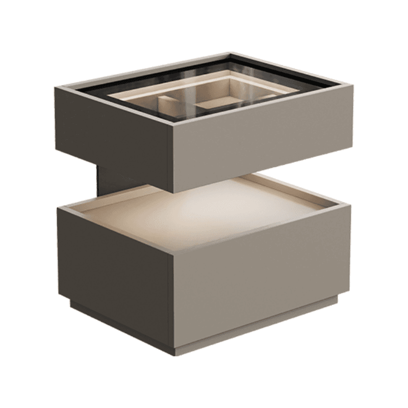 Organic Modern Nightstand With Drawer Organization with Glass Countertop and Illuminating Lighting - image 6