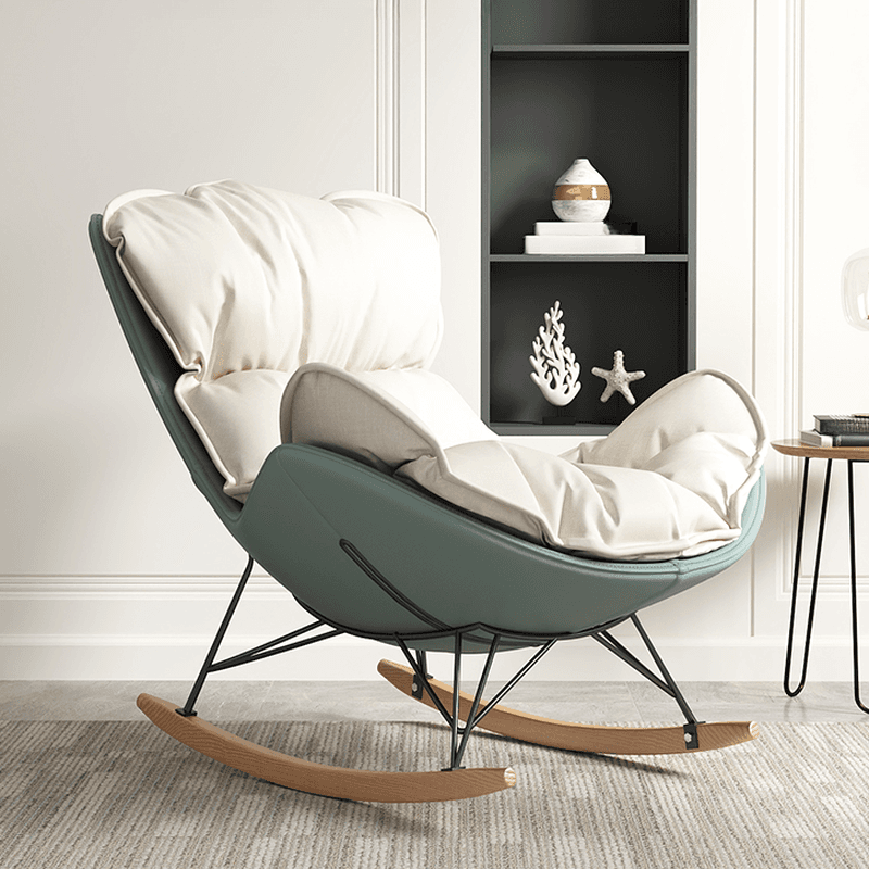 Modish Upholstered Rocking Accent Chair with Ottoman - image 8