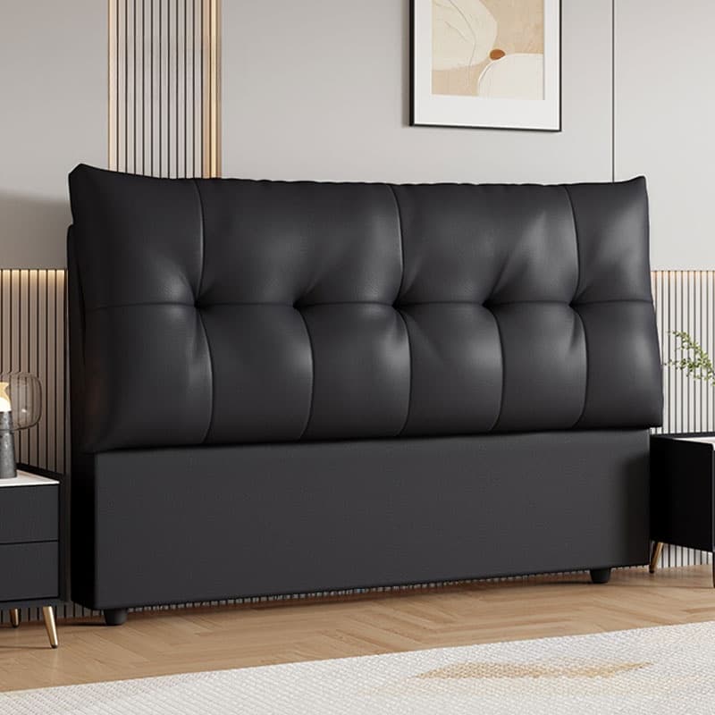 Trendy Panel Headboard with No Distressing, Piled Tufted Rectangle for Queen/Full Bed, Sponge Upholstery Fill, Standard Height