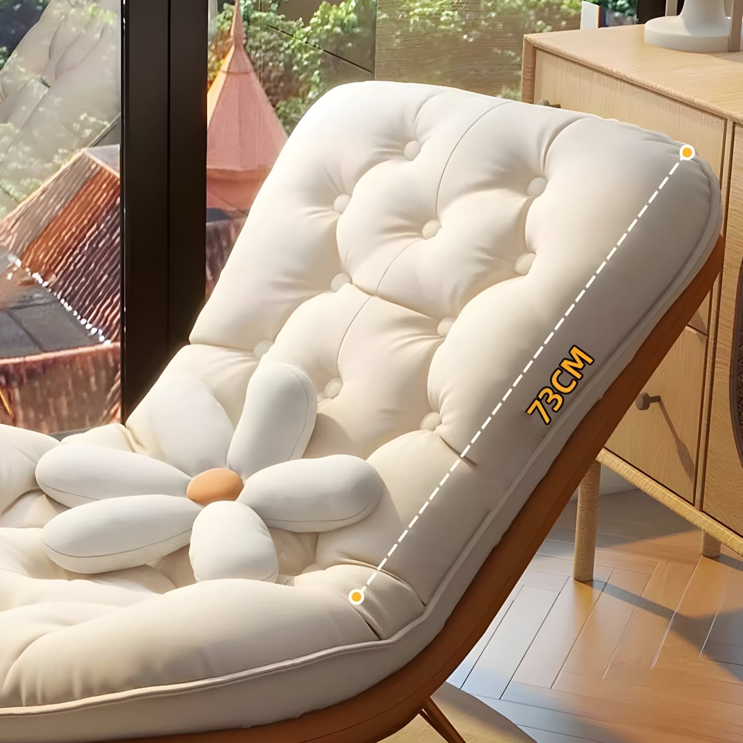 Contemporary Rocking Chair with Spindle Back, Tufted Upholstered and Wood Legs - image 12
