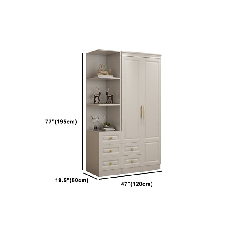 Art Deco Chalk Manufactured Wood Free Standing Interior Shelves Wardrobe with Soft Close Drawer and Hanging Rod - image 22