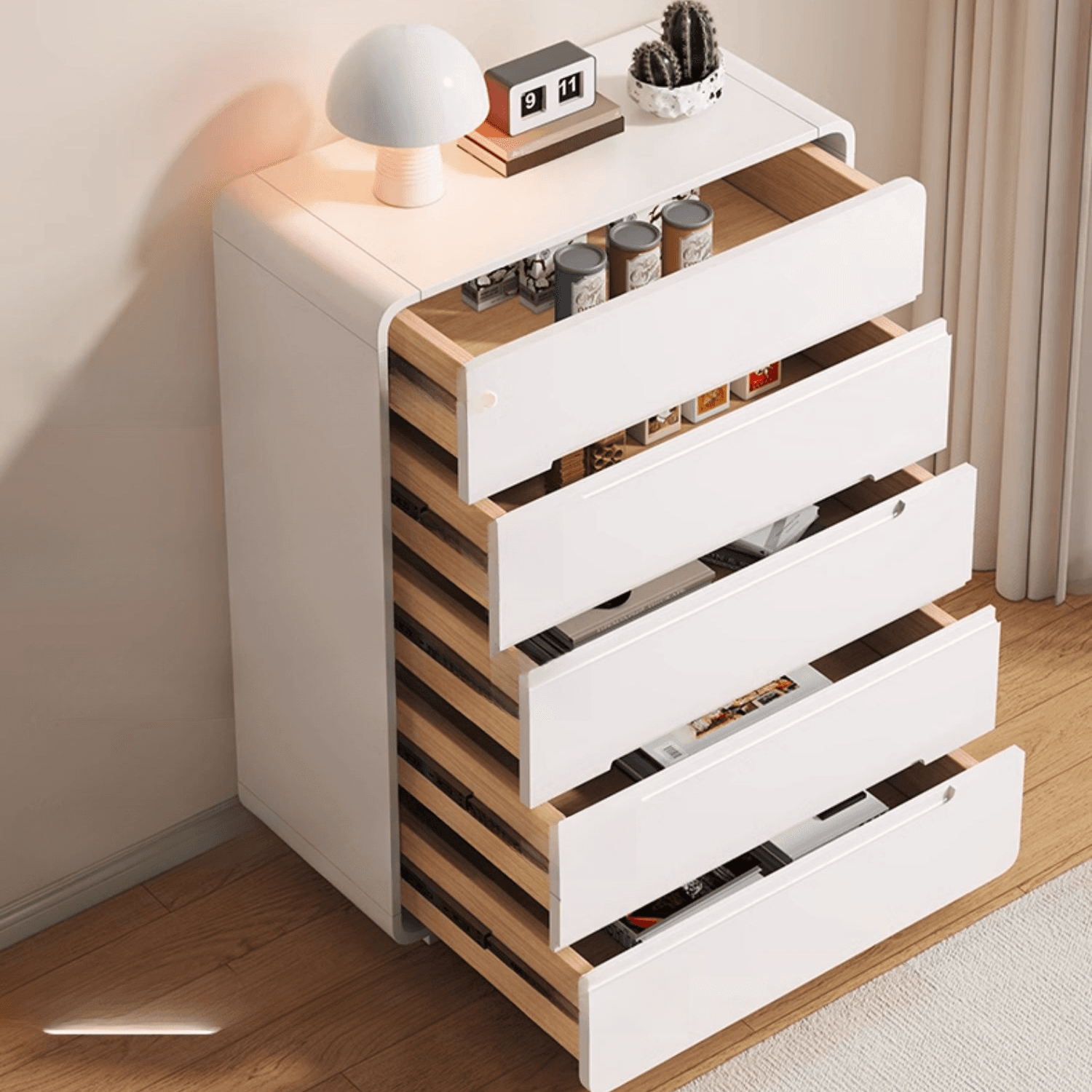 Art Deco White Horizontal/Vertical Bleached Wood Double Dresser/Bachelor Chest with 6 Drawers/8 Drawers/4 Drawers - image 10