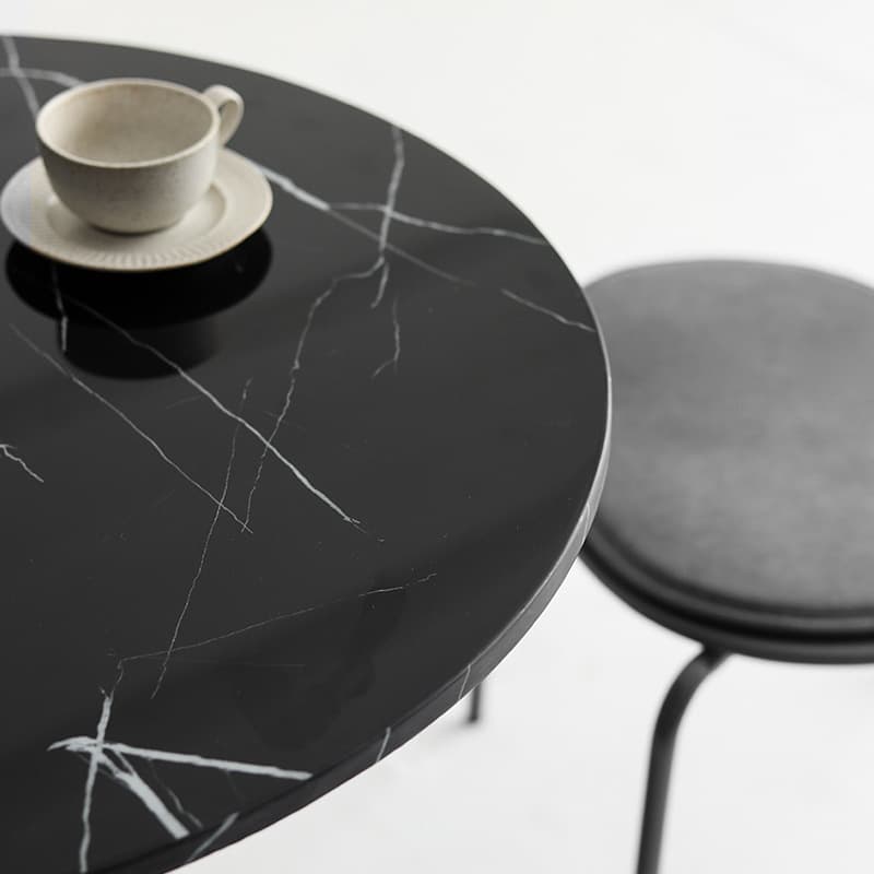 Standard Table Height Round Marble Stone Fixed Table for 2 in a Glamorous/Casual Style - image 6