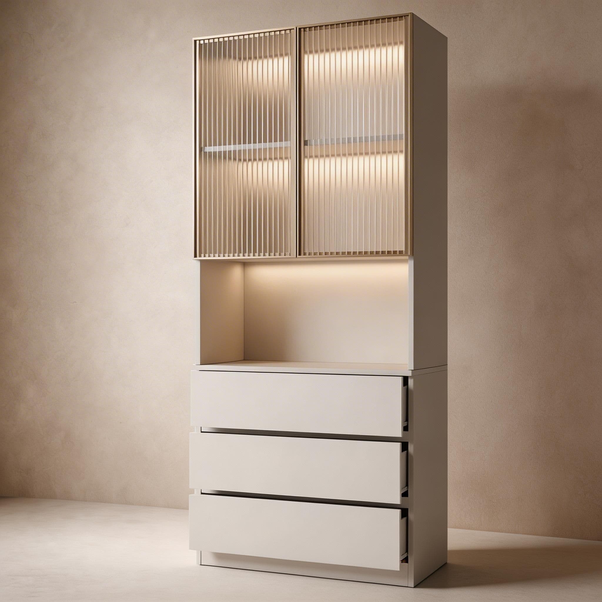 Trendy Sideboard with 3 Drawers, Cupboard, Wide/Standard/Narrow Sizes, 2/1 Shelves, Cabinets, and Glass-panel Door - image 49