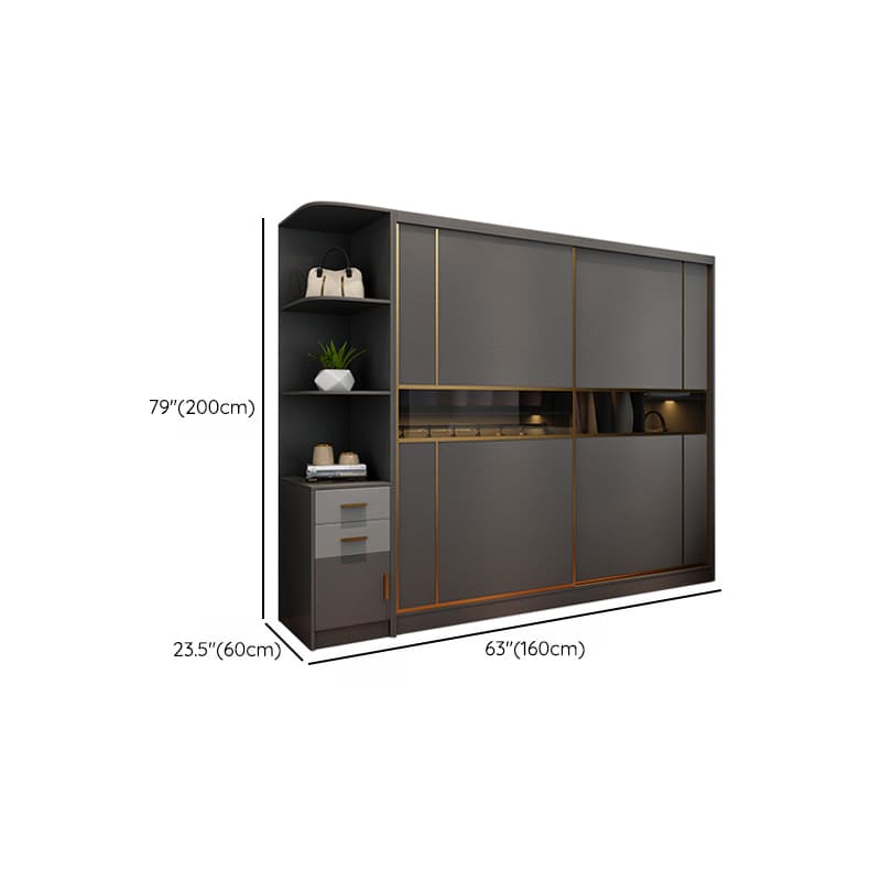 Unfixed Timber Wardrobe Closet in Graywash Wood with Gliding Soft Close Door and Soft Close Drawer in a Modern Style - image 16