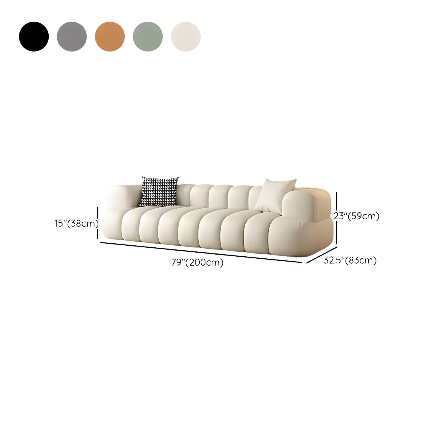 Modern Wood Frame Sofa with Tuxedo Arms and Solid Color Upholstery in Standard Size - image 19