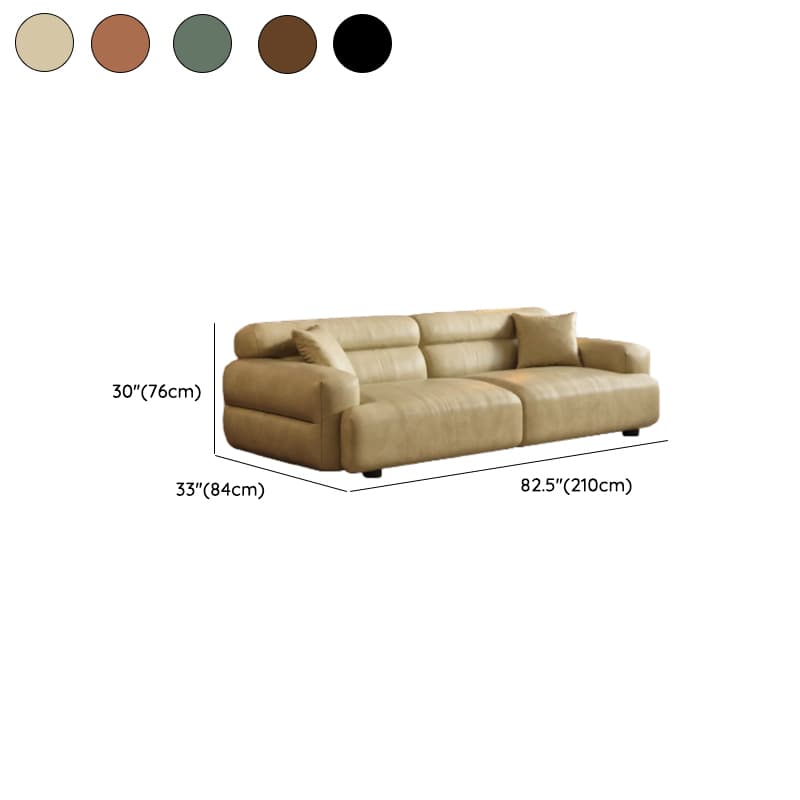 Modish Solid Color Scratch-durable Standard Sofa in Midnight Black/Mocha/Amber Color, Seats 3/2-seater with 2 Pillows - image 15